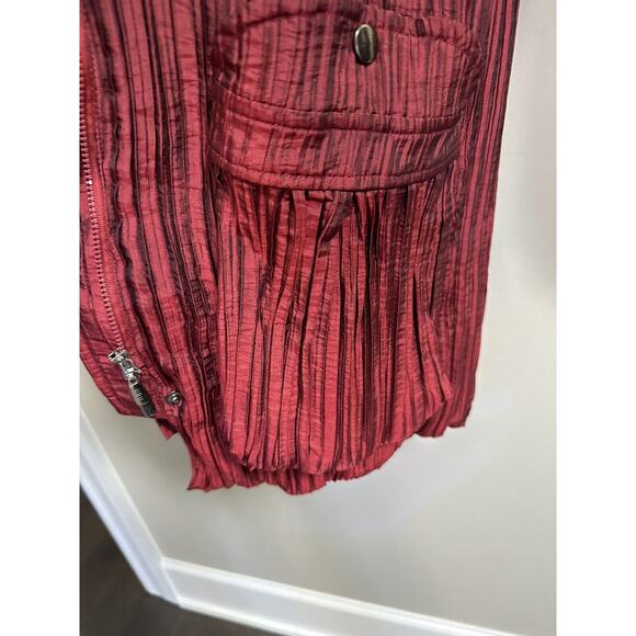 UBU Crinkled Pleated Lightweight jacket in Dark Red Boho Retro‎ M - Picture 6 of 13